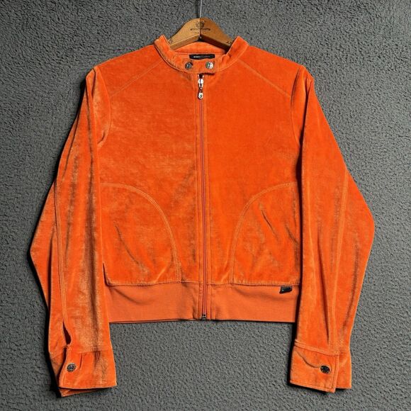 BCBG MaxAzria Women's Jacket Velour Small Moto Cafe Racer Full Zip Y2K Vtg Cyber